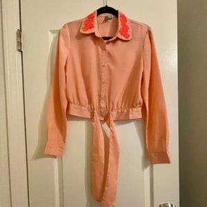 Forever 21 embroidered collar crop top